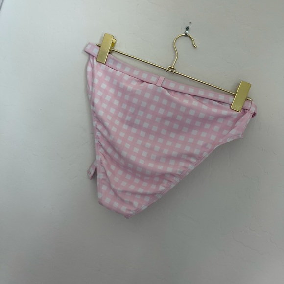 Onia Pink Gingham Two Piece High Waist Swimsuit L - Picture 3 of 9